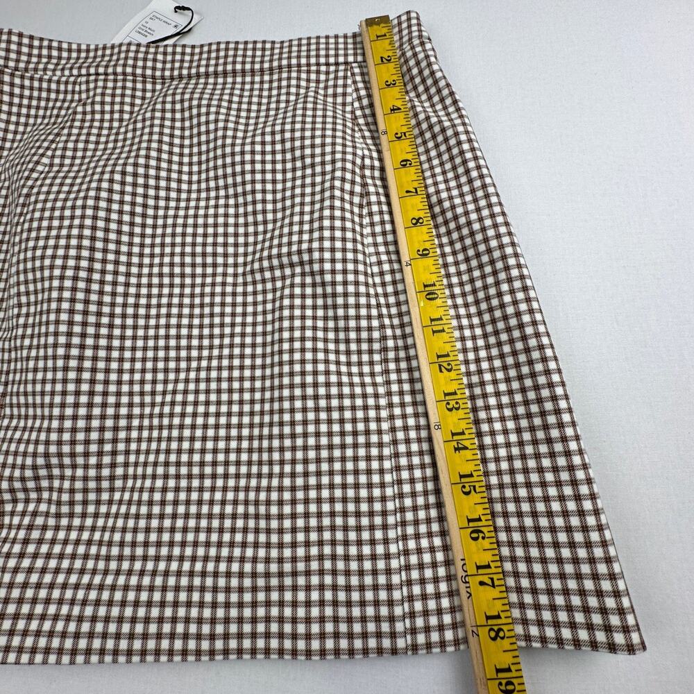 Theory Staple Wrap Skirt Ivory Multi Grid‎ Stretch Women's Size 10 - Picture 5 of 8
